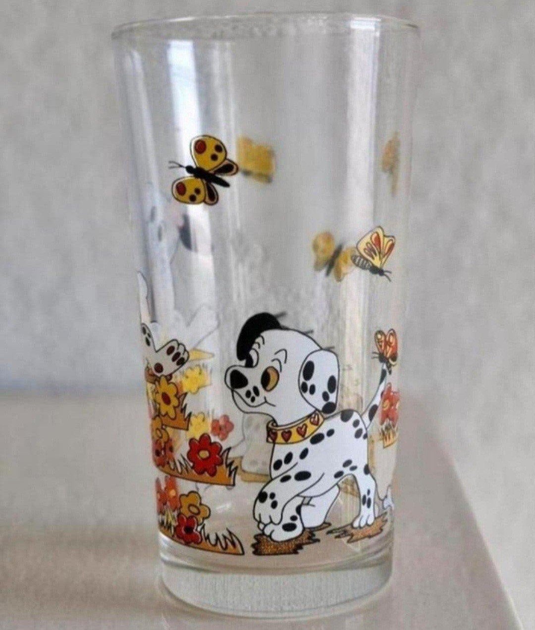 Vintage Cerve Glas met Dalmatiër Honden en Bloemen, Ophalen of Verzenden, Zo goed als nieuw, Meerkleurig, Overige merken