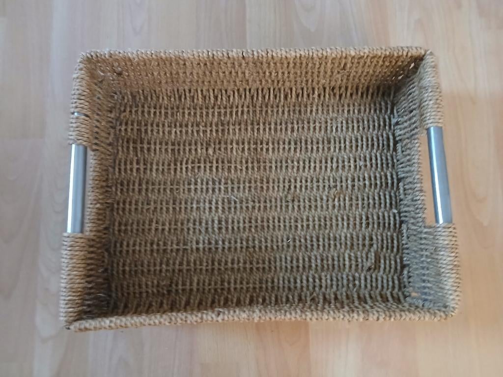 Rieten 'theeblad' met handvaten., Ophalen, Zo goed als nieuw, Rechthoekig, Riet