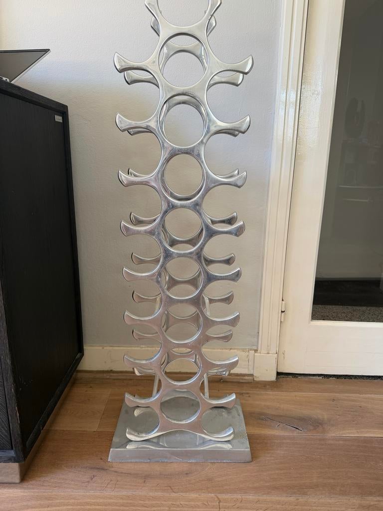 Design Wijnrek Aluminium voor 27 Flessen, Huis en Inrichting, Ophalen, Gebruikt, Metaal, 25 flessen of meer