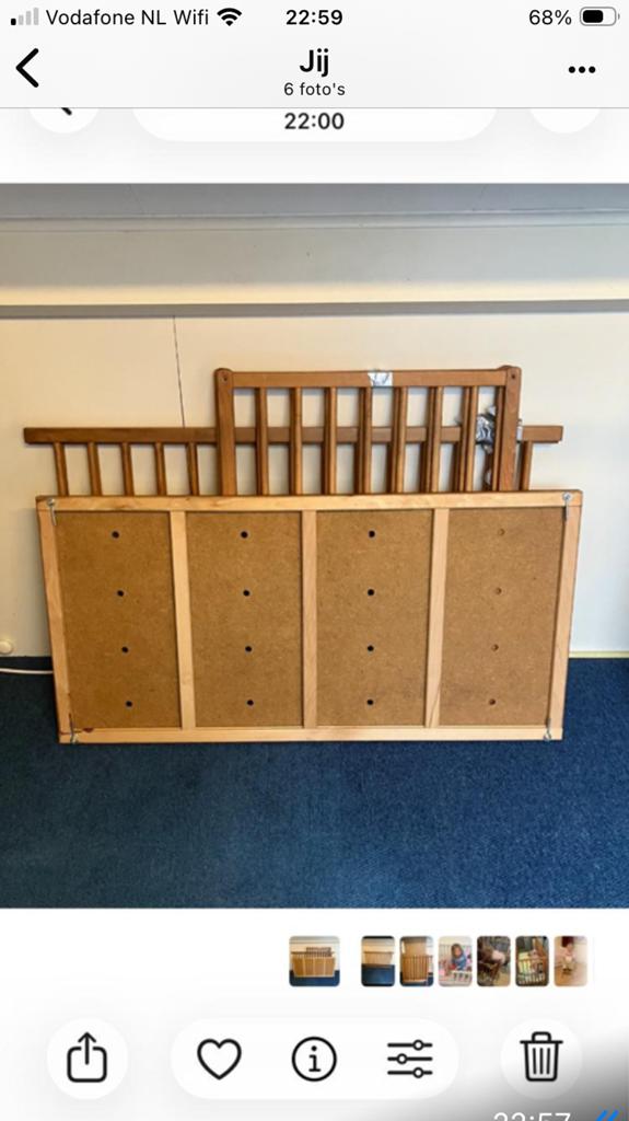 Houten ledikant voor baby of peuter, Kinderen en Baby's, Babywiegjes en Ledikanten, Ophalen, Gebruikt, Ledikant