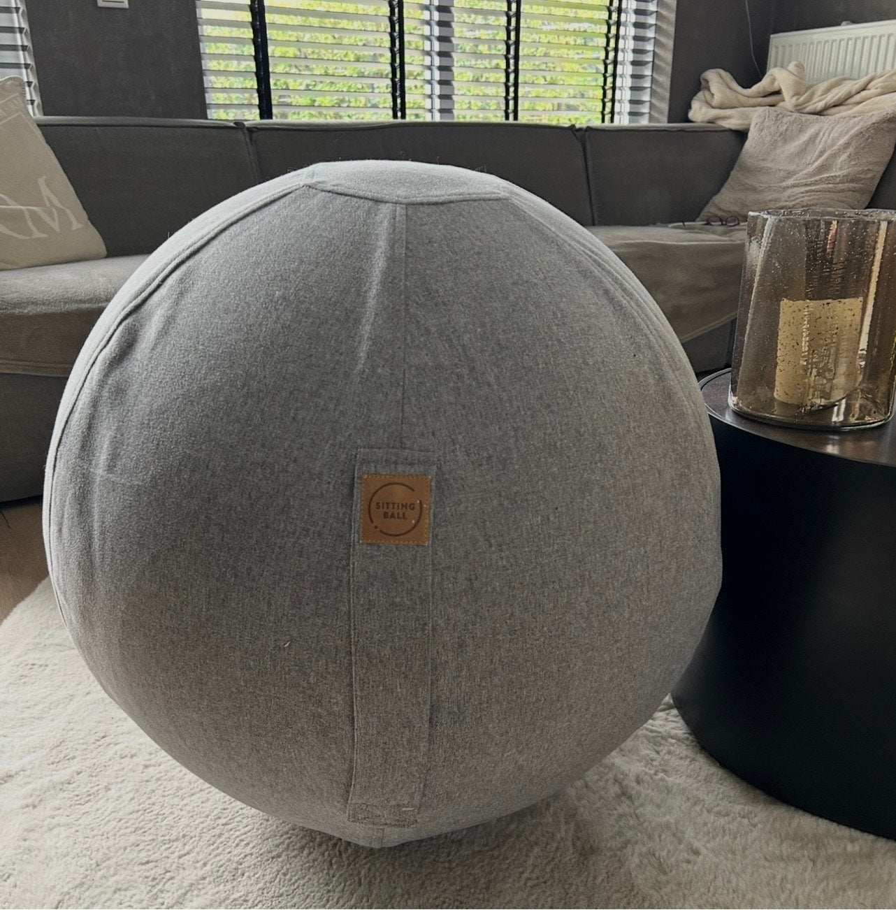Zitbal / Sitting Ball - Grijs - 75cm diameter, Ophalen, Zo goed als nieuw, Eén, Stof