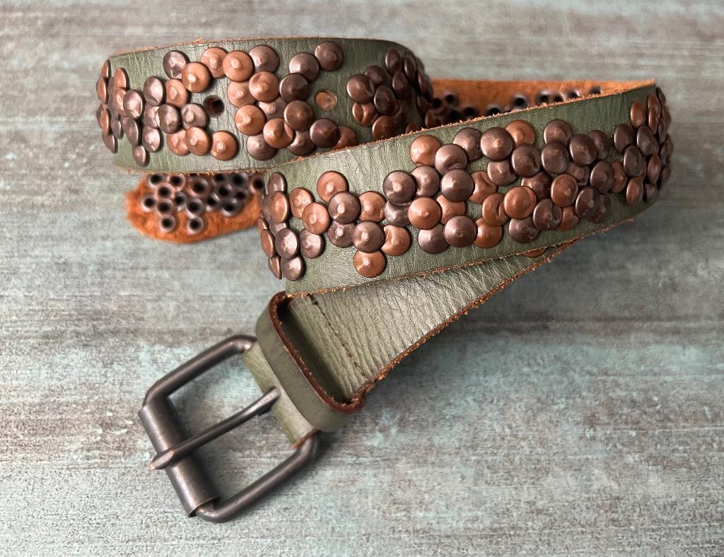 CowboysBelt. Groen leer. 85 cm., 5 cm of meer, Echt leder, Zo goed als nieuw, Overige kleuren