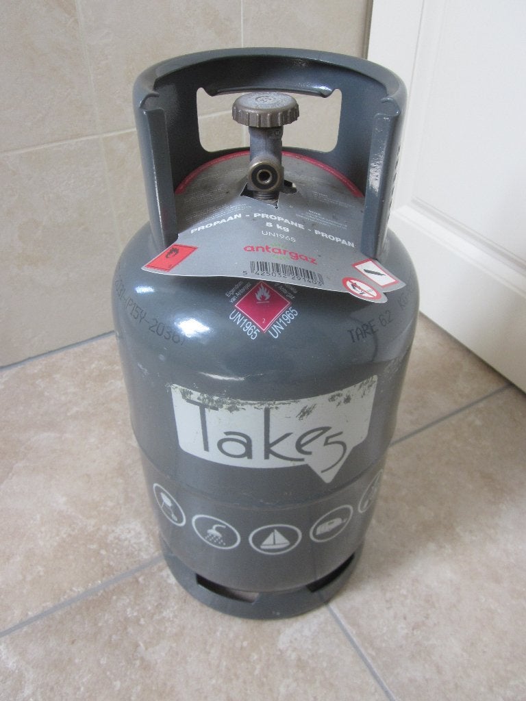 Antargaz Take 5 grijs metalen gasfles amper gebruikt, Ophalen, Zo goed als nieuw