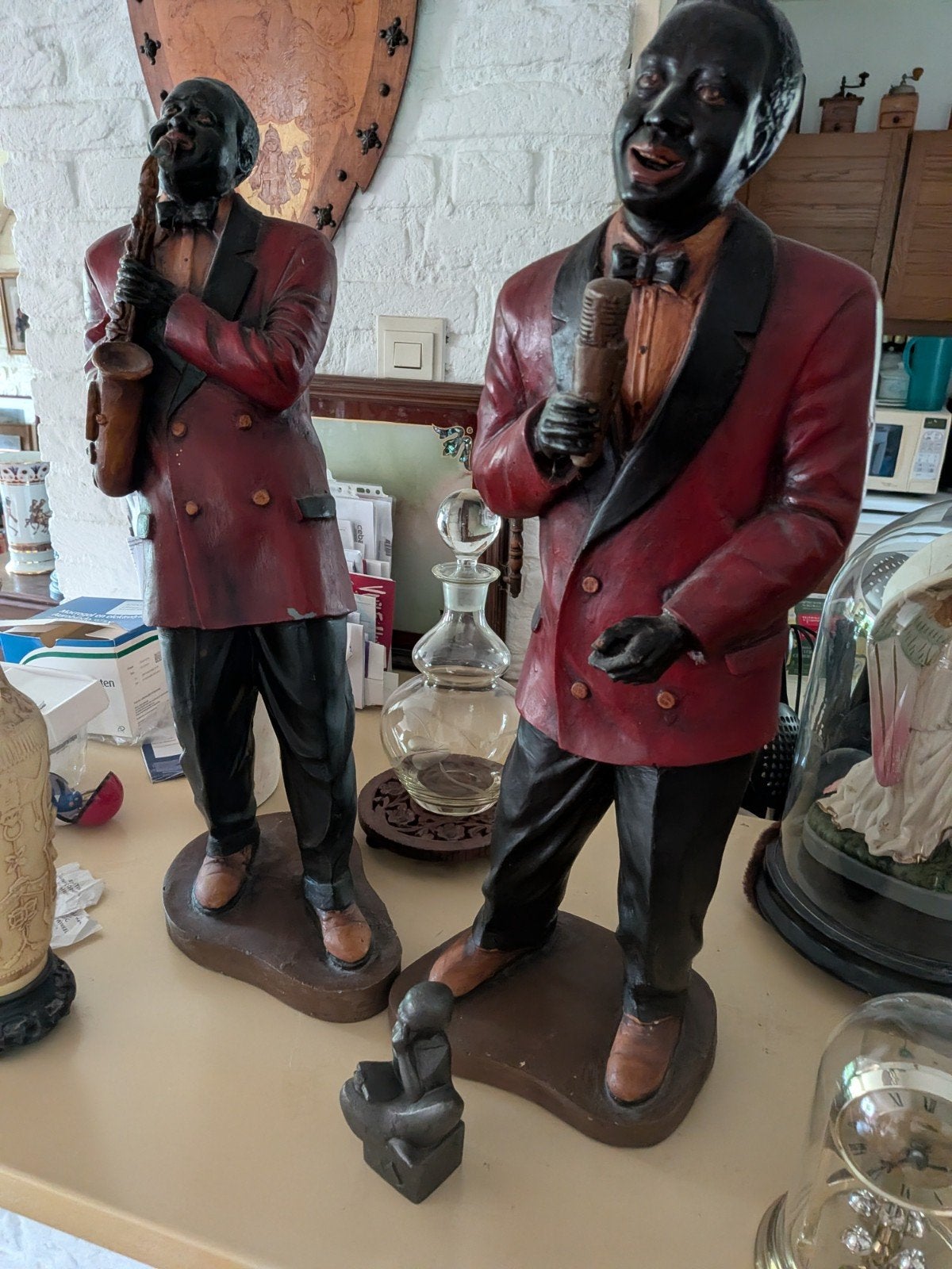 Vintage Jazz Muzikant Beeld - Zanger met Microfoon, Verzamelen, Ophalen of Verzenden, Gebruikt, Mens