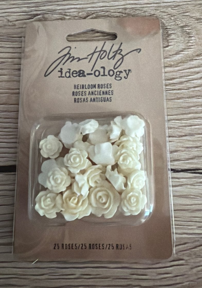 Tim Holtz Idea-ology Heirloom Roses - 25 stuks, Kunststof, Overige merken, Beige, Nieuw