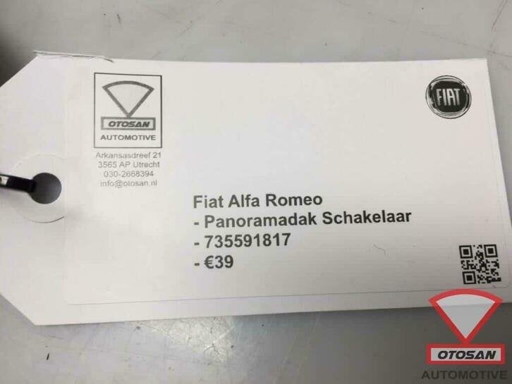 alfa romeo fiat panoramadak schakelaar 735591817, Gebruikt, Dpofca@stellantis.com, Stellantis Europe S.p.A., Ophalen of Verzenden