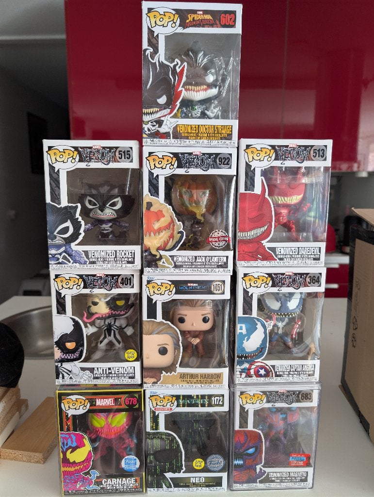 10 Funko POPS oa. venomized, Ophalen of Verzenden, Zo goed als nieuw