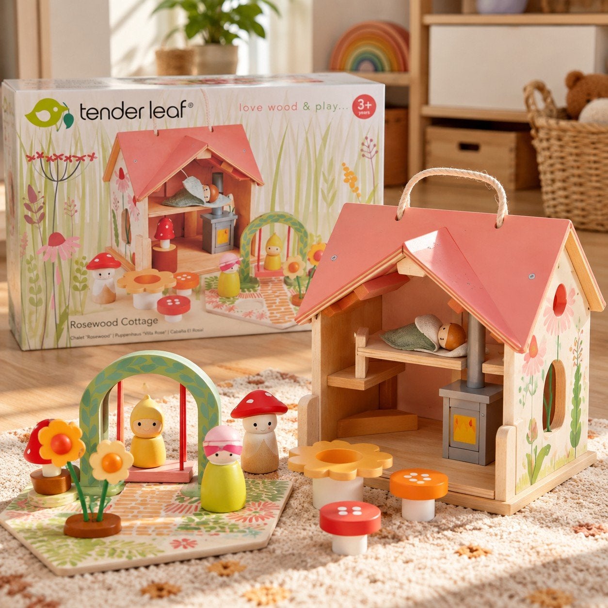 Nieuw! Tender Leaf Toys Chalet Rosewood – Houten poppenhuis, Ophalen of Verzenden, Nieuw, Poppenhuis