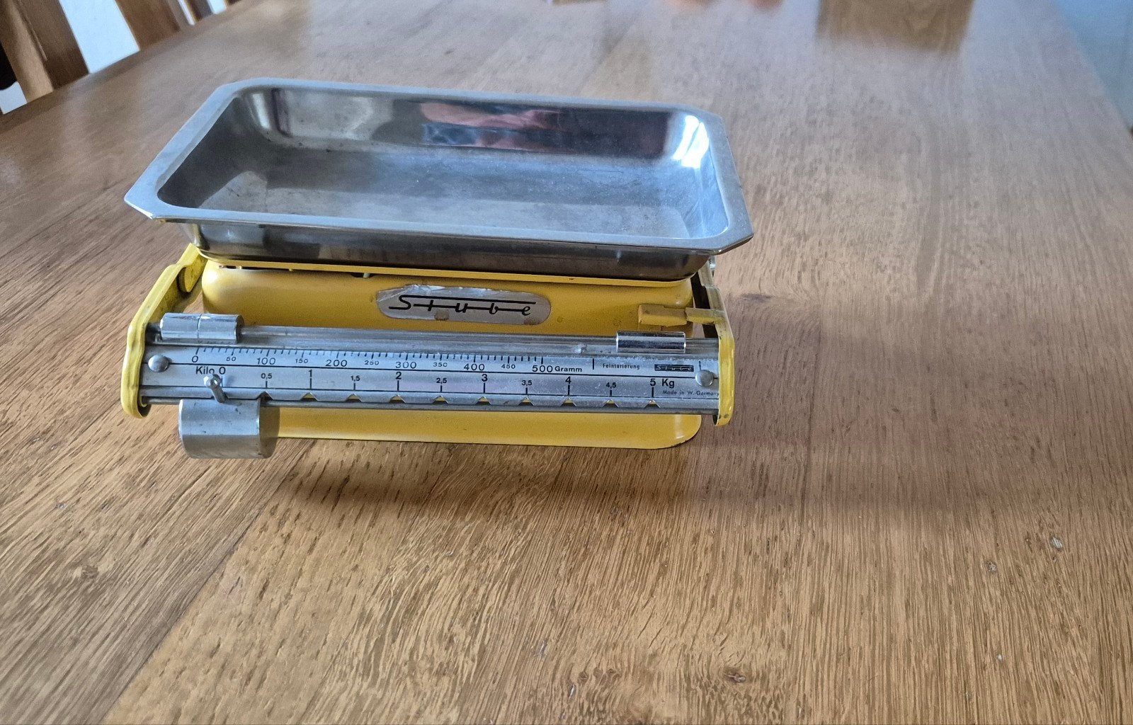 Vintage Stube Keukenweegschaal - Geel, tot 5 kg, Ophalen, Gebruikt, Overige typen, Minder dan 50 kg