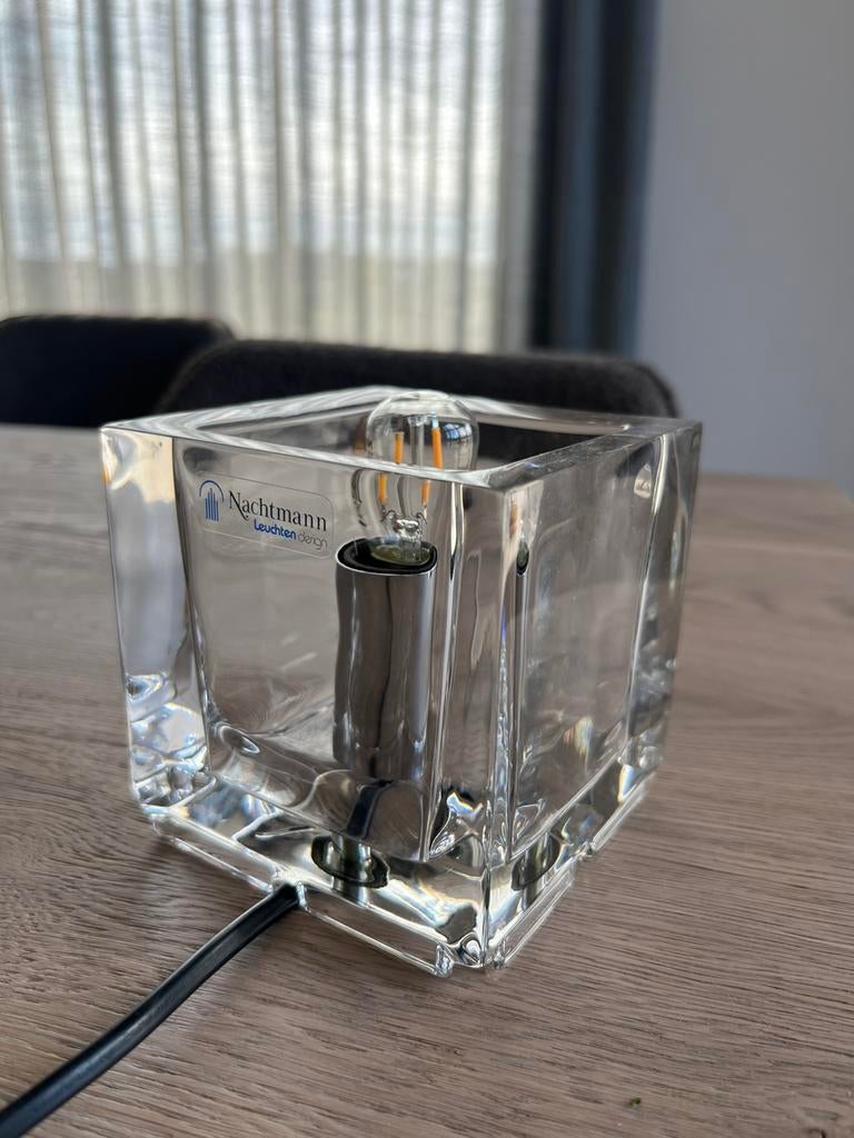 Vintage Nachtmann kristallen tafellamp / ice cube lamp, Ophalen of Verzenden, Gebruikt, Glas