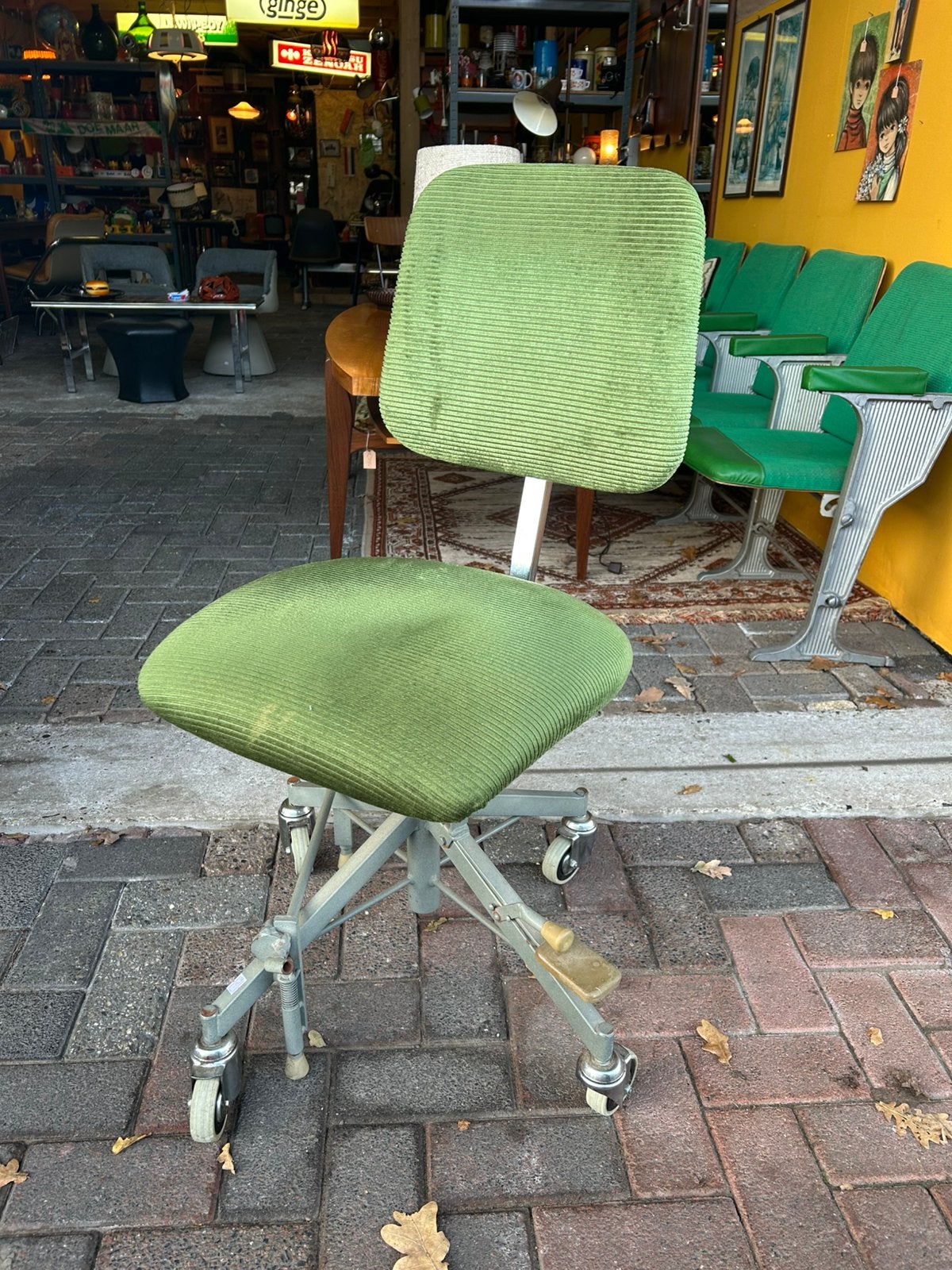 Vintage 50’s Mercade rehab stoel, industrieel, groen, Huis en Inrichting, Stoelen, Ophalen, Overige kleuren, Vintage/ industrieel