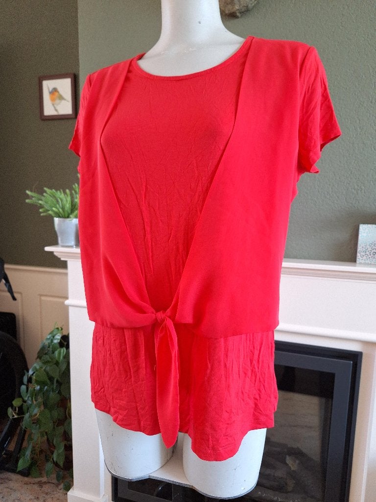 Taifun rood shirt top vest look 2 in 1 40, Maat 38/40 (M), Verzenden, Zo goed als nieuw, Rood