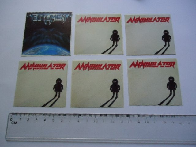 sticker oud Rock Hardrock Testament Annihilator metal band, Verzenden, Zo goed als nieuw, Bedrijf of Vereniging