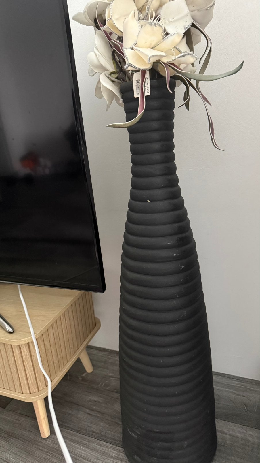 Zwarte vaas, Huis en Inrichting, Woonaccessoires | Vazen, Ophalen, Zwart, Minder dan 50 cm, Glas