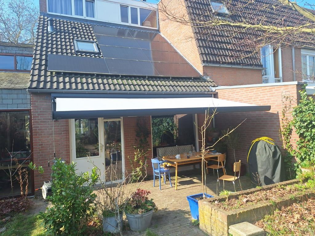 Verano Knikarmscherm - 5.90m breed, 2.50m uitval, Ophalen, 450 cm of meer, Zo goed als nieuw, 150 tot 300 cm