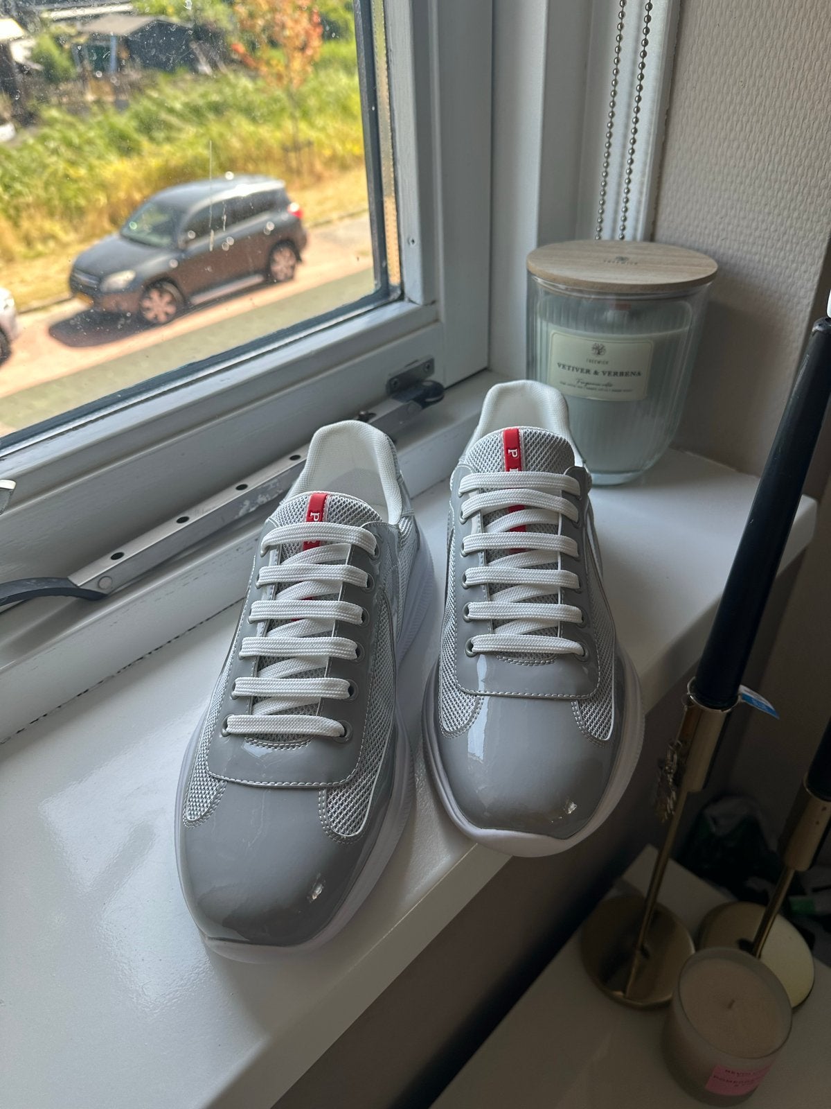 Nieuwe Grijze Prada Sneakers Maat 43, Ophalen of Verzenden, Nieuw, Overige kleuren, Sneakers of Gympen
