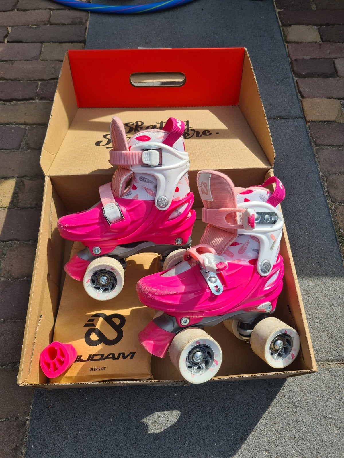 Roze Nijdam rolschaatsen maat 25-28, Ophalen, Verstelbaar, Zo goed als nieuw, Kinderen