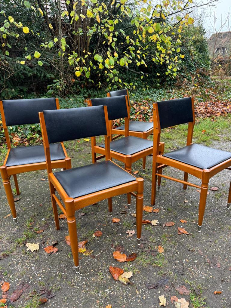 5 eetkamerstoelen (Vintage/Scandinavisch/jaren60), Huis en Inrichting, Stoelen, Ophalen of Verzenden, Zo goed als nieuw, Zwart