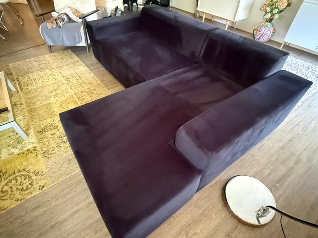 Naduvi Nina slaapbank met chaise longue en opbergruimte, Ophalen, Zwart, Tweepersoons, Zo goed als nieuw