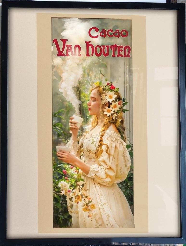 Unieke Cacao van Houten Wereld Art Nouveau dag Print Poster, Verzenden, Nieuw, Reclamebord