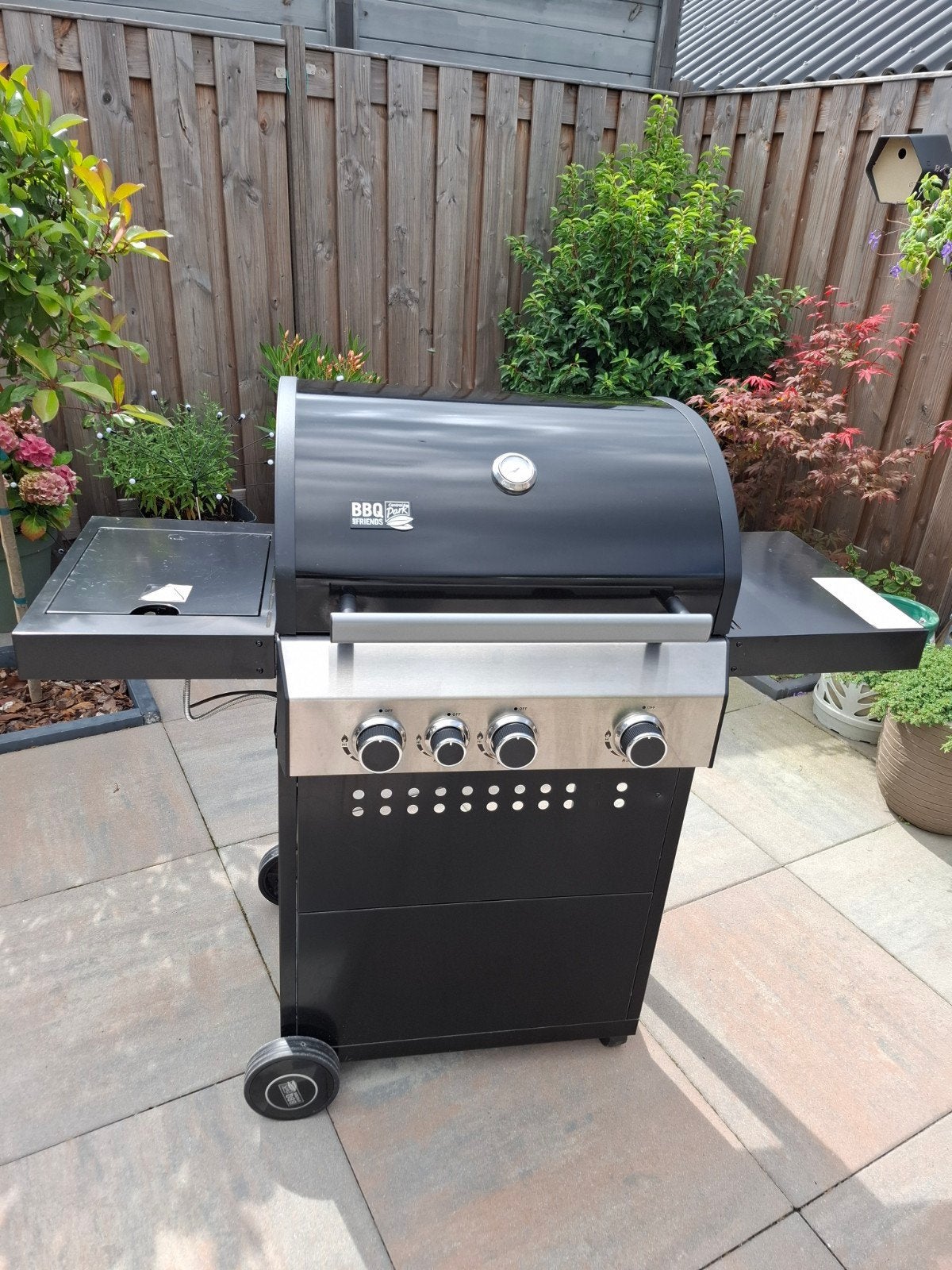Central Park BBQ met zijbrander, hoes en volle gasfles, Tuin en Terras, Ophalen