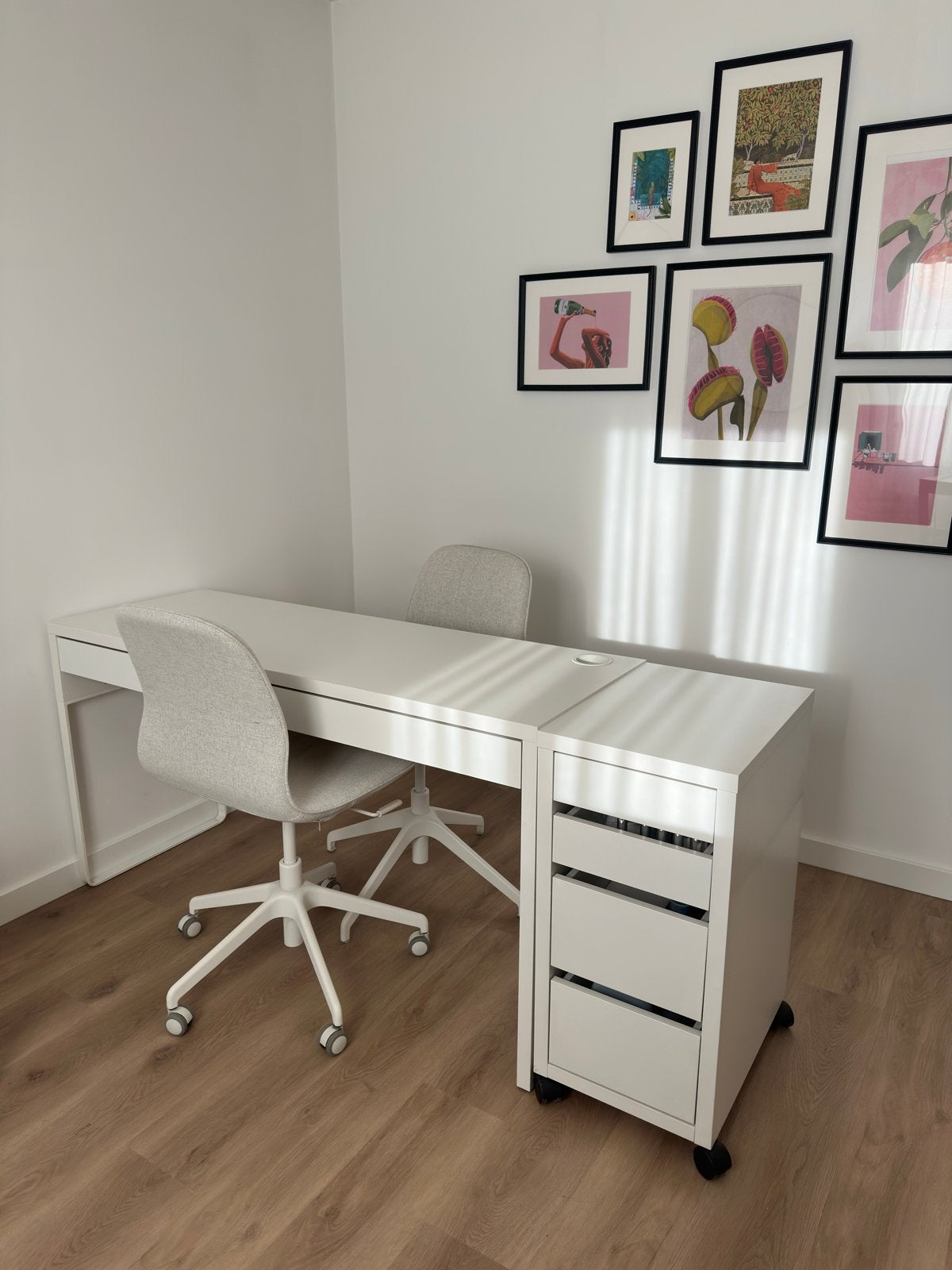 IKEA Micke Bureau met ladeblok - Wit, Ophalen, Gebruikt, Met lades, Spaanplaat of MDF