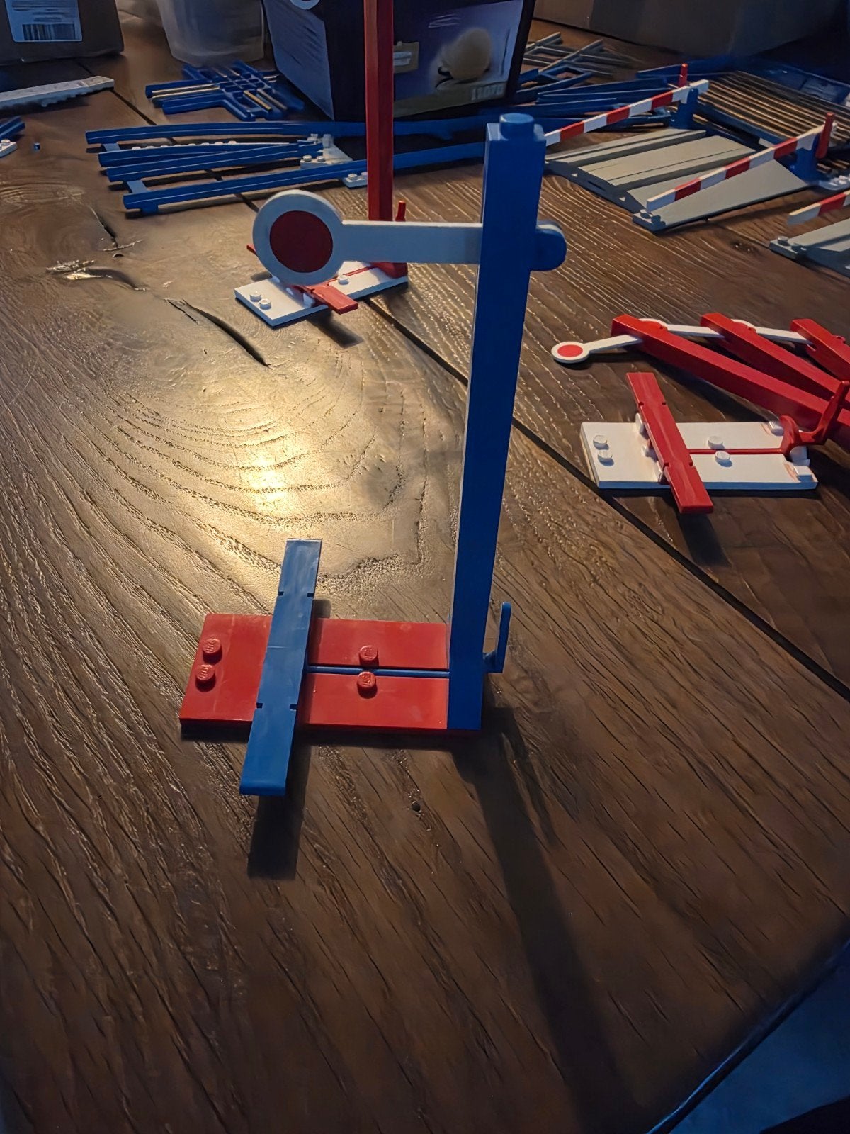 Lego trein seinpaal 4.5V (blauw/rood) + onderdelen, Ophalen of Verzenden, Gebruikt, Lego