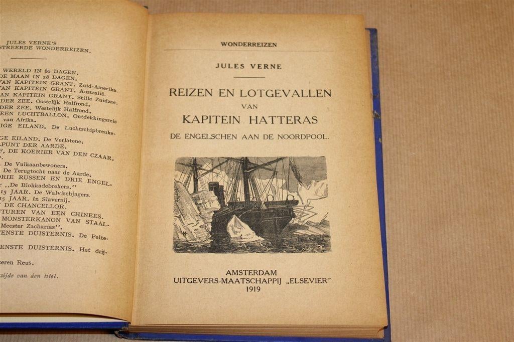 Kapitein Hatteras — Jules Verne Wonderreizen Elsevier 1919, Ophalen of Verzenden, Gelezen