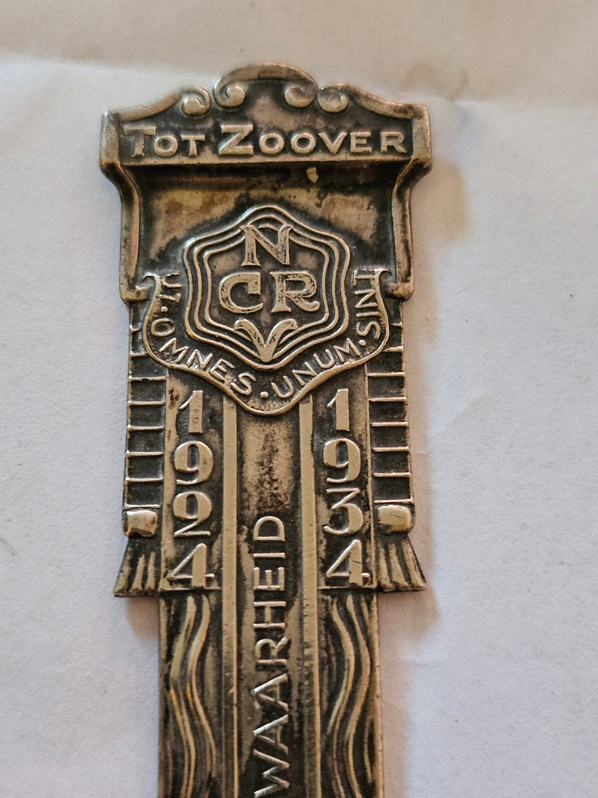 verzilverd Boekenlegger NCRV 1924-1934 Jubileum, Ophalen of Verzenden