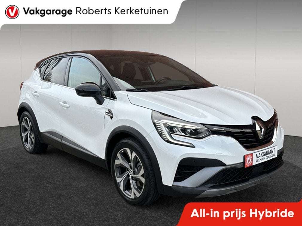 Renault Captur 1.6 E-Tech Hybride 145 RS Line Automaat Half, Gebruikt, Leder en Stof, Wit, SUV of Terreinwagen