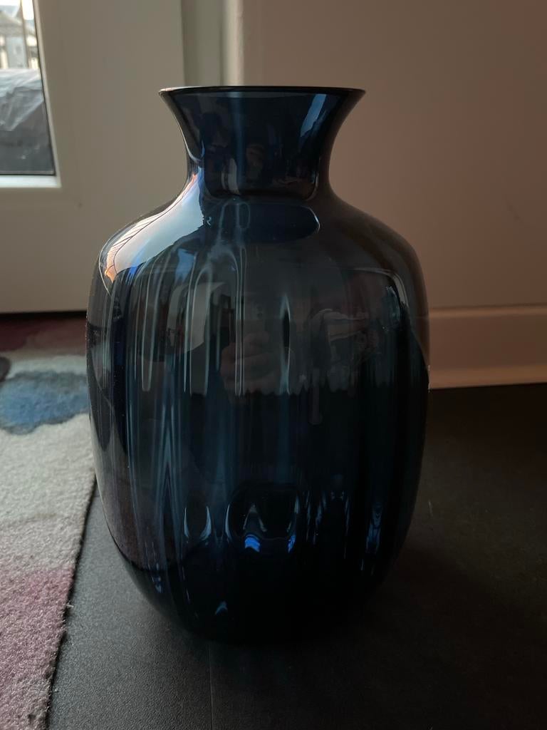 Donkerblauwe glazen vaas, Ophalen of Verzenden