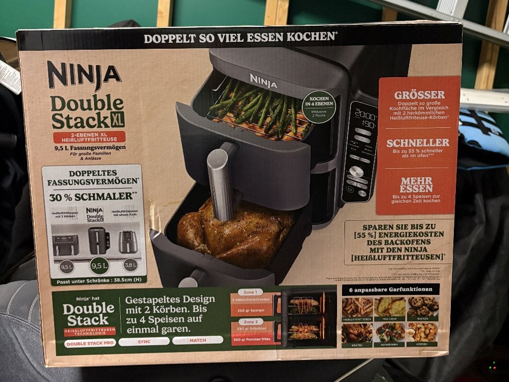 Ninja Double Stack XL airfryer 9,5L NIEUW, Ophalen of Verzenden, Nieuw, Airfryer XL, 1500 gram of meer