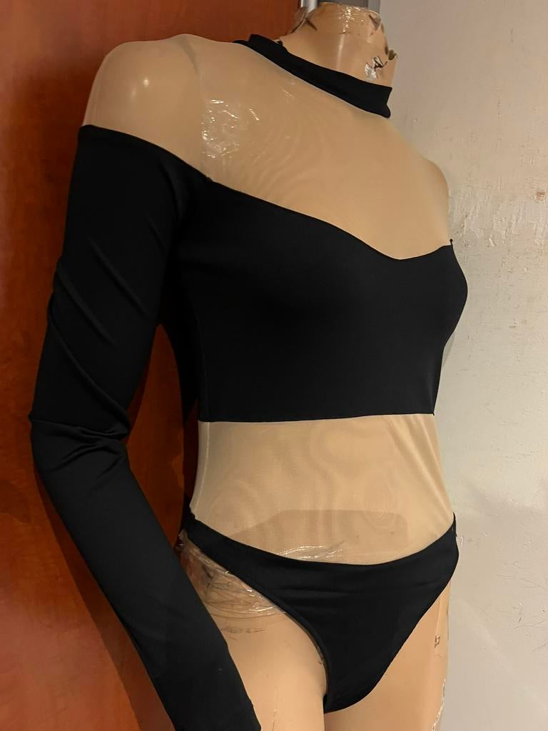BERSHKA body met gaas maat L zgan, Kleding | Dames, Zwart, G, Maat 42/44 (L), B
