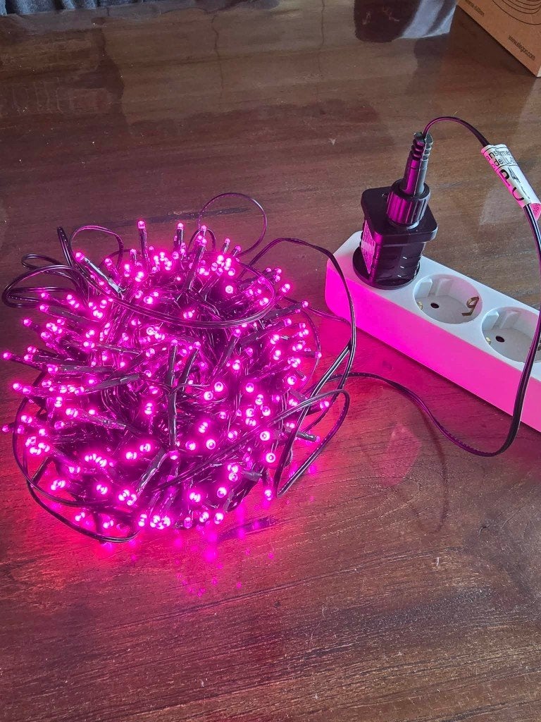 LED Kerstverlichting – 11 meter | 500 Roze/Paarse LED's, Ophalen of Verzenden, Zo goed als nieuw