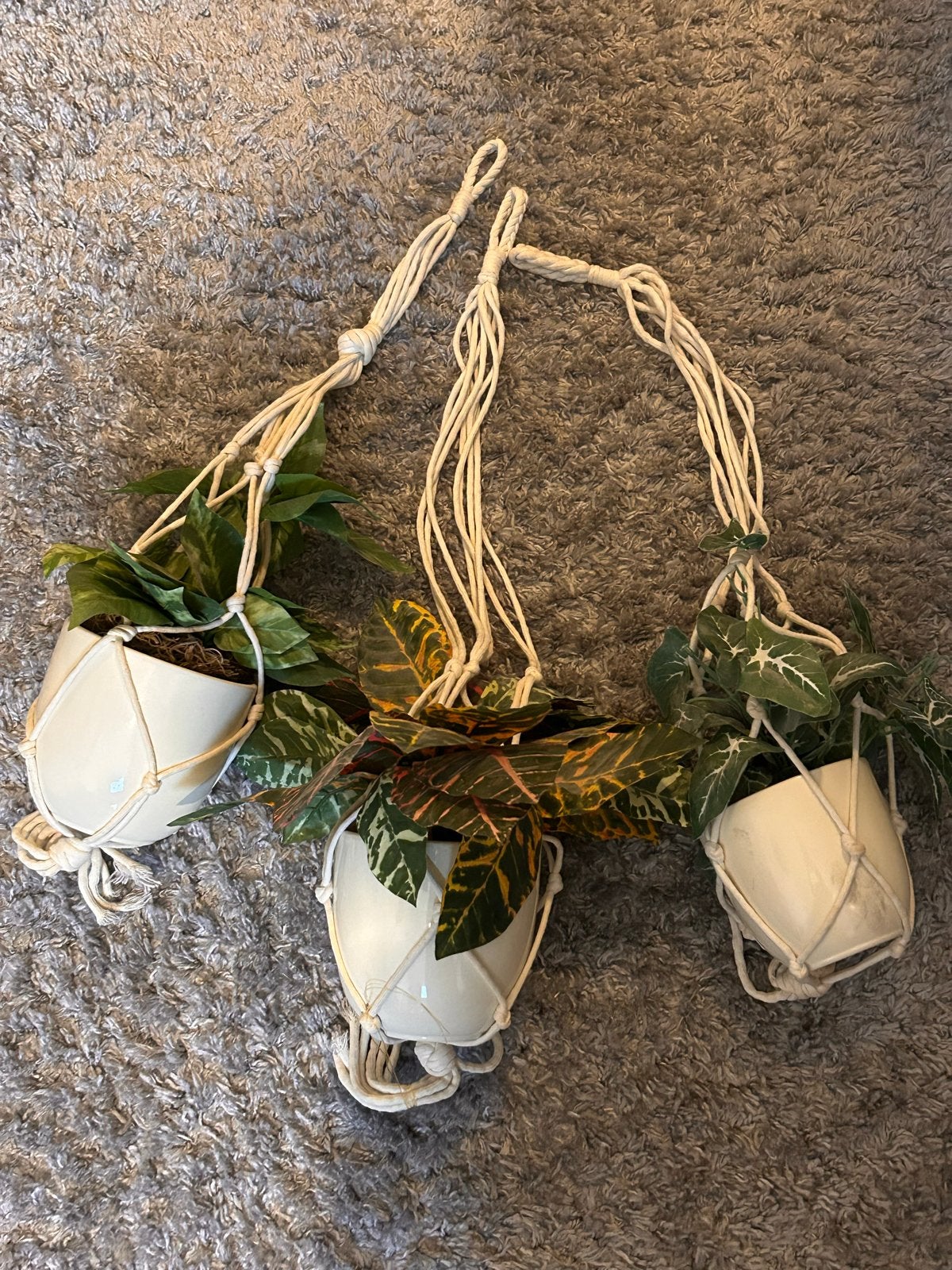 3x Kunstplanten in hangers, Ophalen, Overige soorten, Halfschaduw, In pot