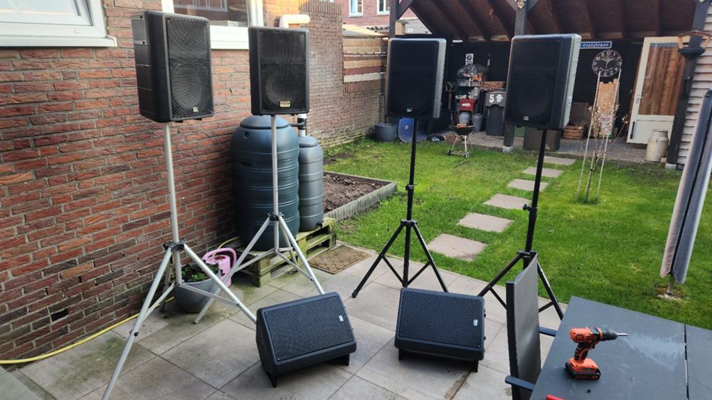 6x DAP K112 speakers., Ophalen, 120 watt of meer, Front, Rear of Stereo speakers, Overige merken