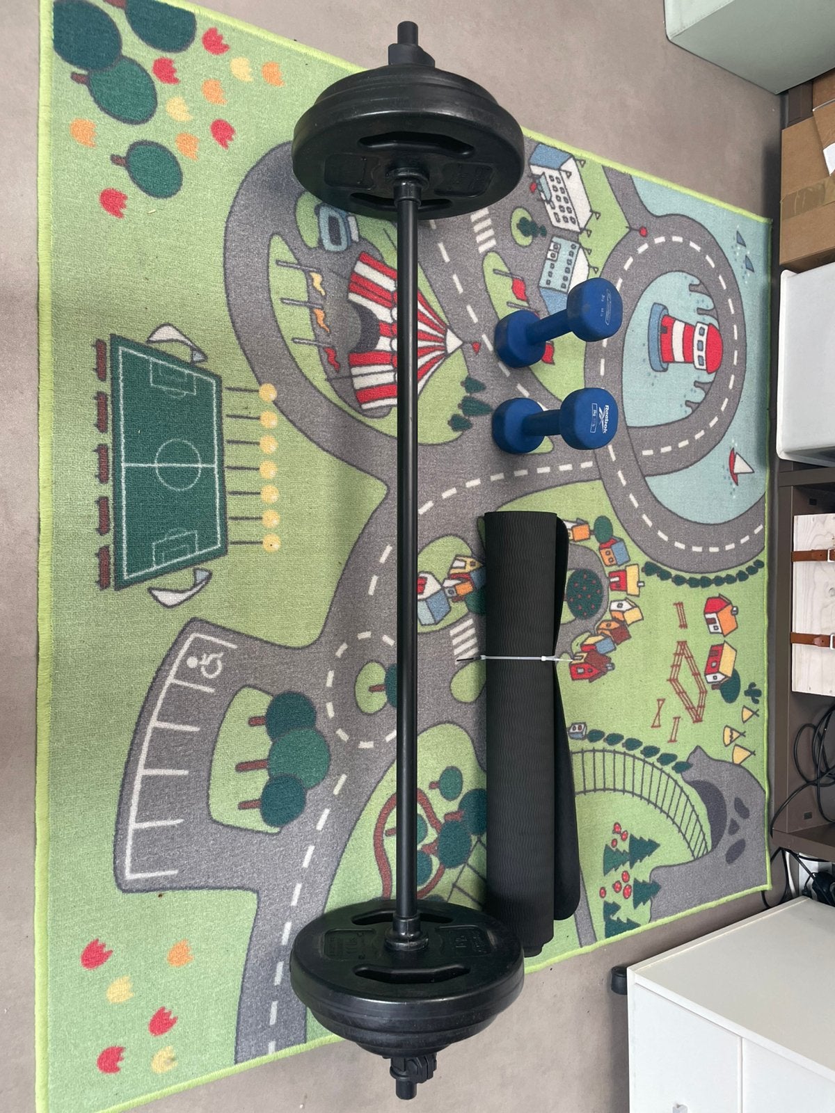 Fitness body pump barbell en dumbbells, Ophalen, Zo goed als nieuw, Halterset