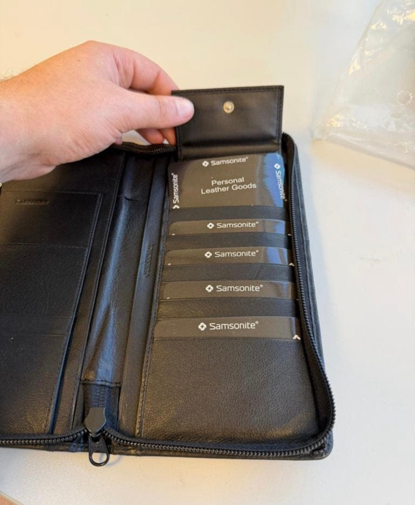 Samsonite Lederen Reisportemonnee Met Rits Zwart echt leer, L, Zwart, Nieuw, Leer