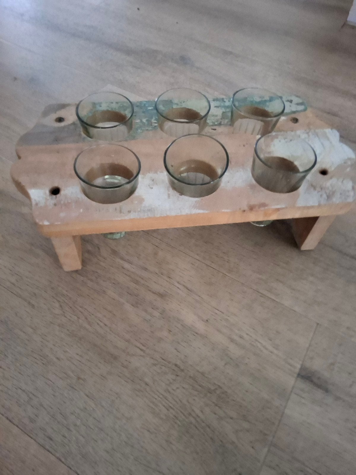 Houten dienblad met 6 glazen, Antiek en Kunst, Ophalen of Verzenden