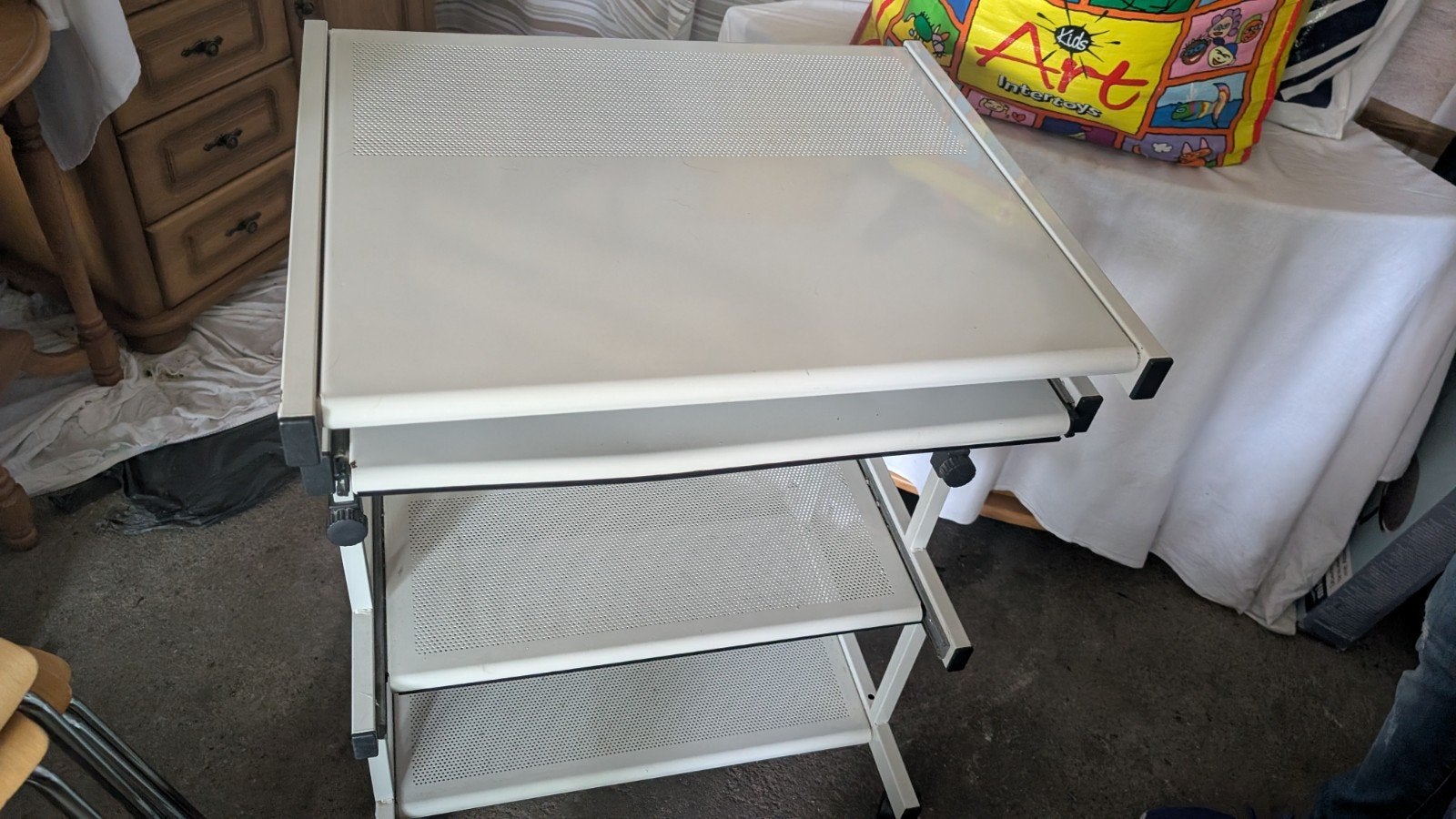 Verrijdbaar bureau tafel/ Tekentafel met Opbergplanken, Ophalen, Gebruikt, Minder dan 130 cm