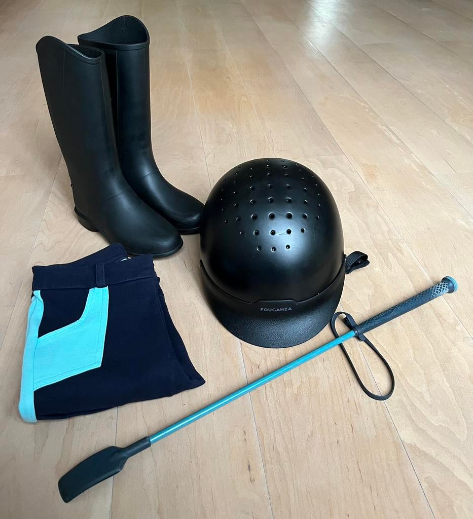 Paardrijkleding set kind ca 12 jaar broek helm laarzen zweep, Dieren en Toebehoren, Paardrijkleding, Kinderen, Ophalen of Verzenden