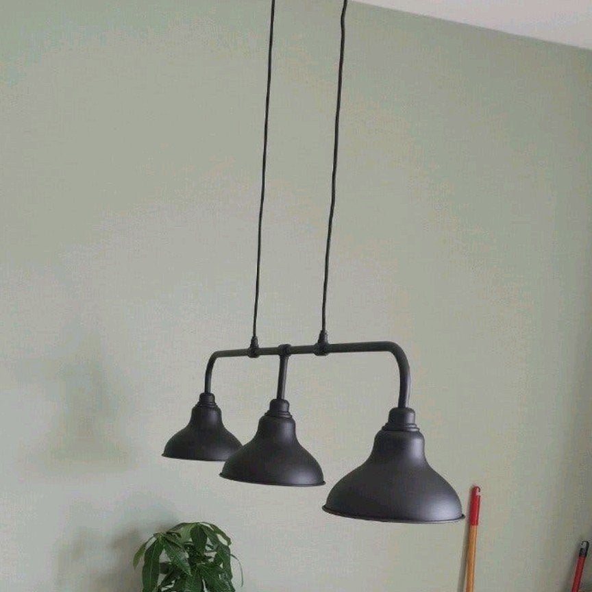 Ikea hanglamp - Zwart, 3 kappen, Huis en Inrichting, Ophalen, E27 (groot), Zo goed als nieuw, Metaal