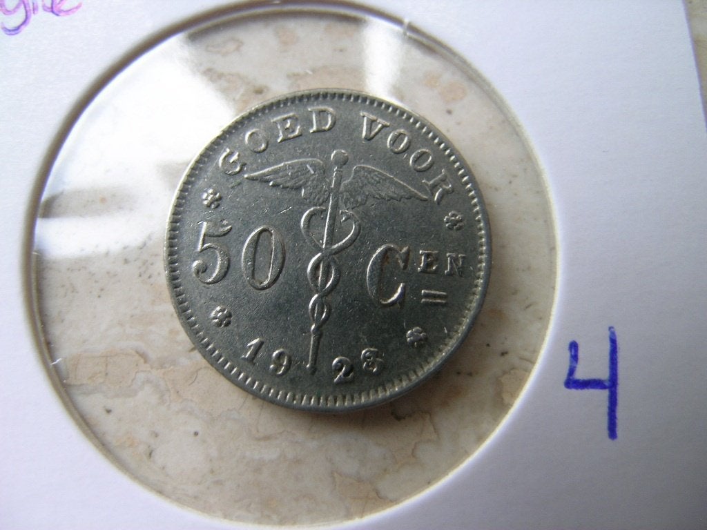 50 Centimes 1928 Belgie (nr 4), Ophalen of Verzenden, België, Losse munt