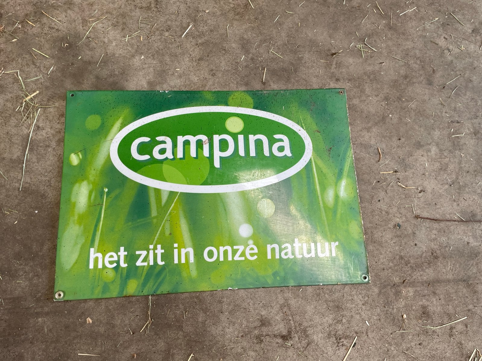 Vintage Campina Reclamebord - 'Het zit in onze natuur', Verzamelen, Merken en Reclamevoorwerpen, Gebruikt, Reclamebord, Ophalen of Verzenden