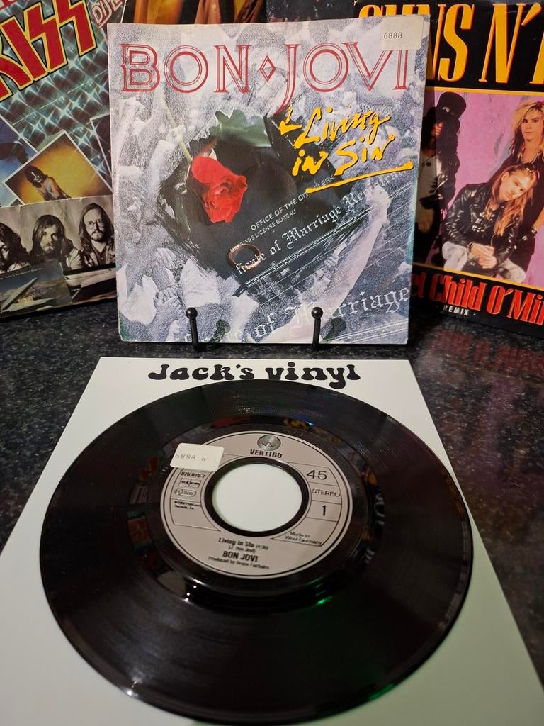Bon Jovi - Living in Sin (Single Vinyl) 1988, Cd's en Dvd's, Vinyl | Rock, Ophalen of Verzenden, Gebruikt