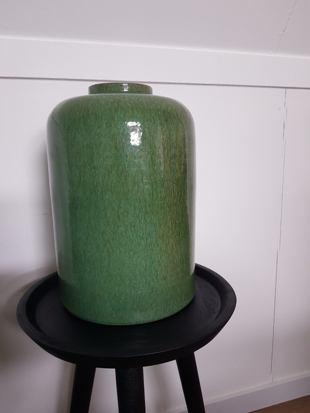 Prachtige groene stenen vaas, Ophalen, 35 cm, Zo goed als nieuw, Steen/keramiek