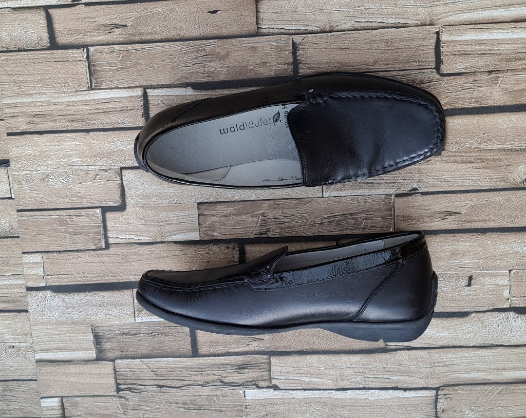 WALDLAUFER - stijlvolle zwarte leren loafers, 38, Waldlaufer, Verzenden, Zwart, Zo goed als nieuw