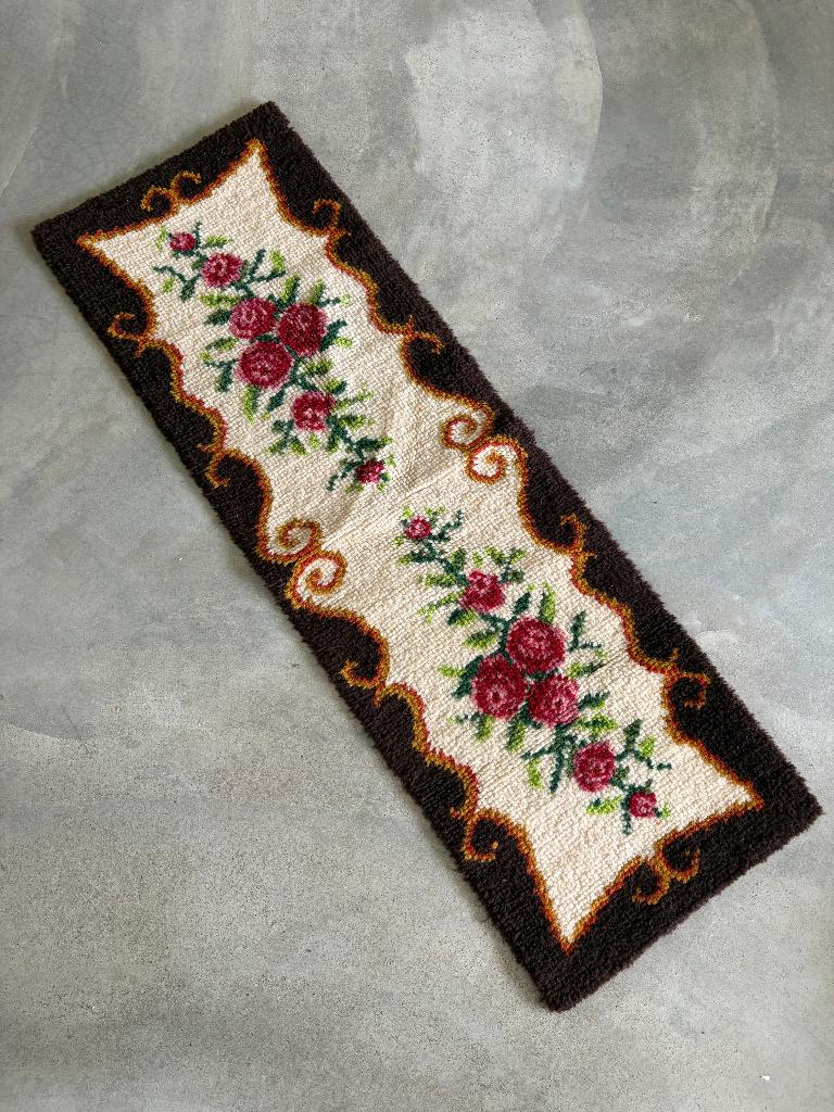 Vintage rozen handwerk retro loper, Verzamelen, Retro, Ophalen of Verzenden, Huis en Inrichting