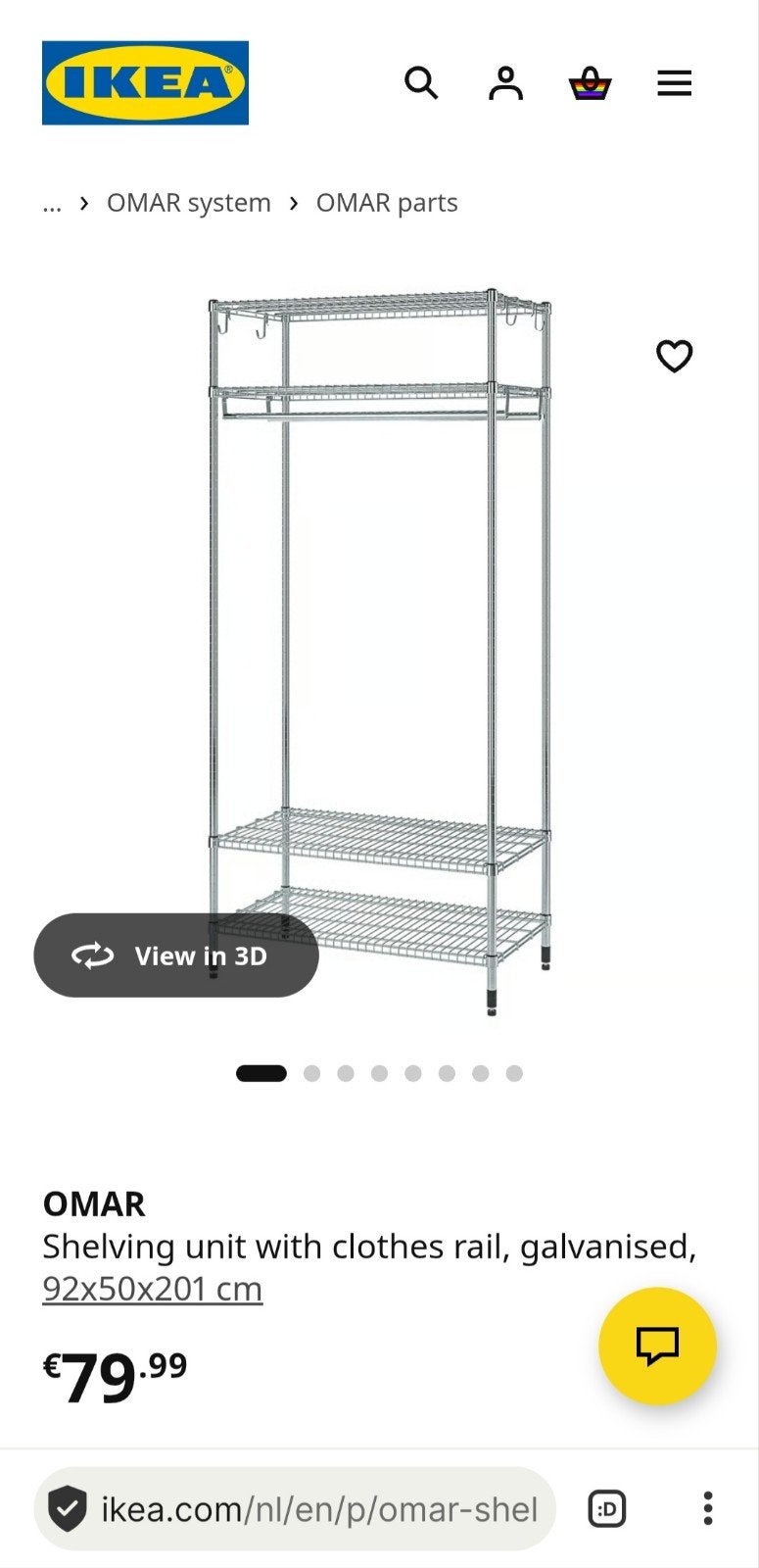IKEA'S OMAR Shelving unit with clothes rail, Huis en Inrichting, Kasten | Stellingkasten, Zo goed als nieuw, Ophalen