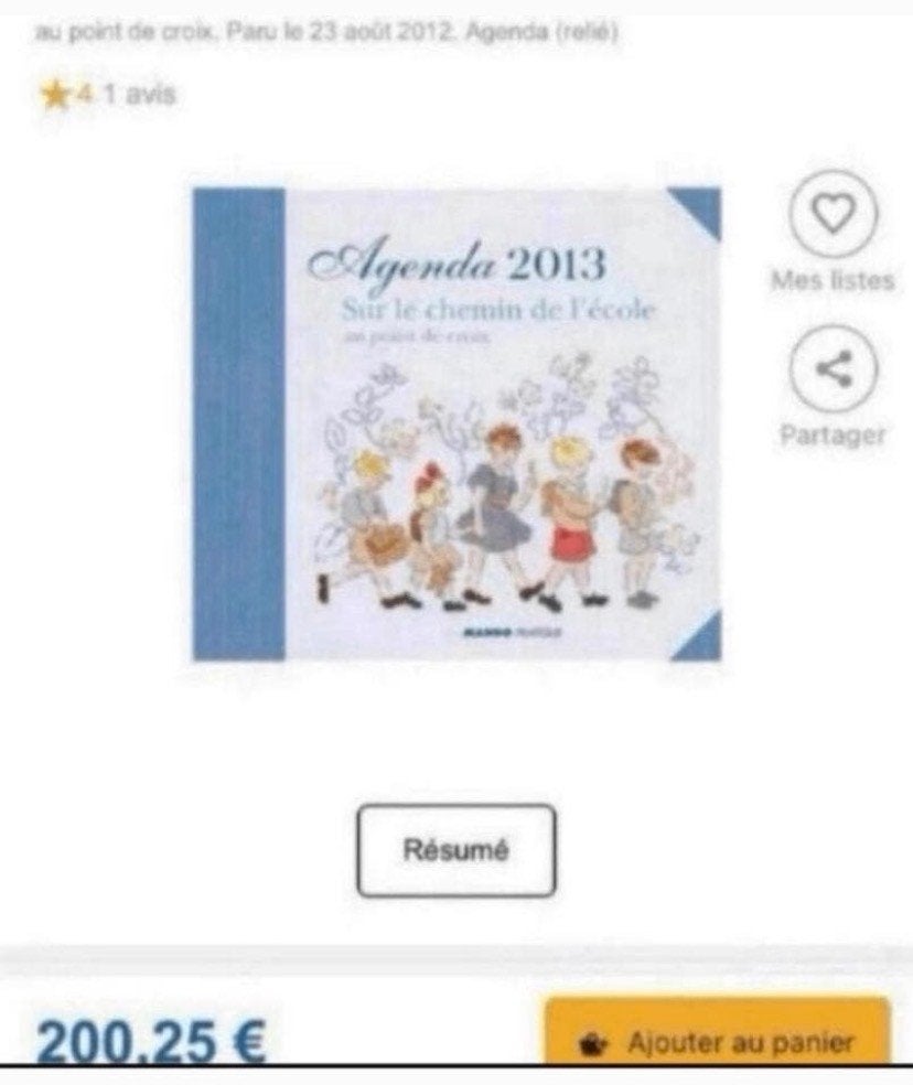 AGENDA POINT DE CROIX 2013 Sur le chemin de l' écol, Verzenden, Nieuw, Handborduren, Patroon